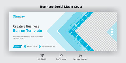 Creative business conference digital marketing social media facebook cover banner post template