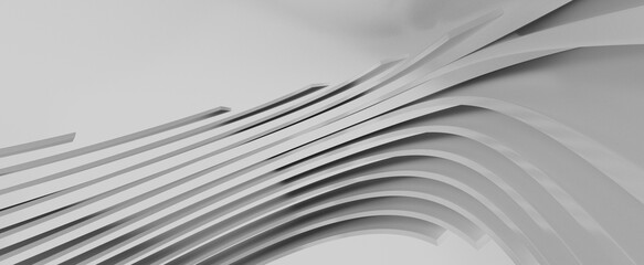 Abstract of white lines background, Minimal dynamic shape, 3d renderin