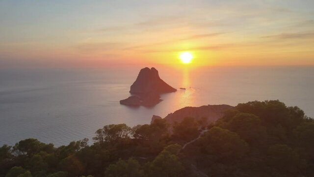 Es Vedra Ibiza drone flight at sunset