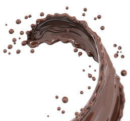 Splash hot chocolate isolated 3d rendering