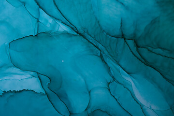 Abstract navy blue ocean sea sky watercolor background. indigo paint stains and spots, water waves,...