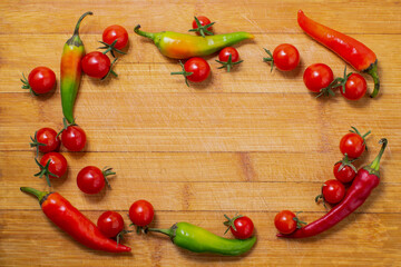 Frame for inserting hot peppers and cherry tomatoes.