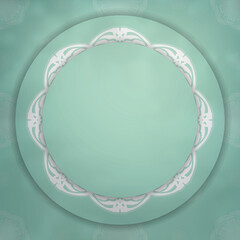 Abstract white pattern mint color brochure for your brand.