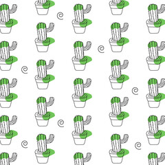 Seamless pattern cactus plant design 03