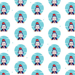 Fototapeta premium Seamless pattern winter animal penguin design
