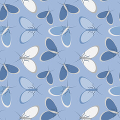 Seamless pattern - stylized moths - graphics. Summer, insects, unbearable ease of life. Wallpapers, textiles, packaging