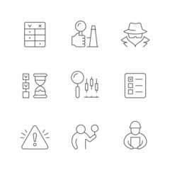 Set line icons of inspection