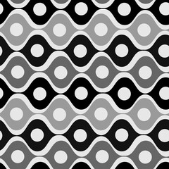 Stylized waves and circles between them. Wallpapers, textiles, packaging, background for websites or mobile applications