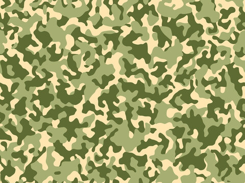 Seamless camouflage pattern. Light
green texture, vector illustration. Camo print background. Abstract military style backdrop