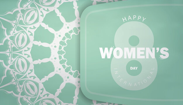 Flyer 8 march international womens day mint color with winter white pattern