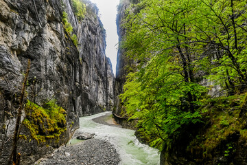 Meiringen, Aareschlucht, Schlucht, Aare, Felsen, Kalkstein, Haslital, Fluss, Wanderweg, Alpen, Berner Oberland, Frühling, Sommer, Schweiz