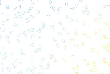 Light Blue, Yellow vector texture with musical notes.