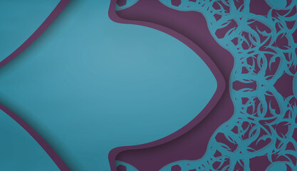 Green color flyer with greek purple pattern for your design.