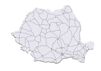 Romania road Map vector svg