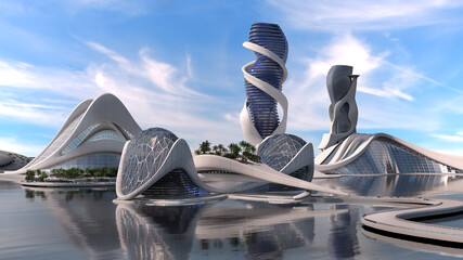 Futuristic city skyline architecture © 3000ad