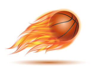 Fototapeta premium Flaming Basketball Ball. Basketball Ball flying in fire on white background.