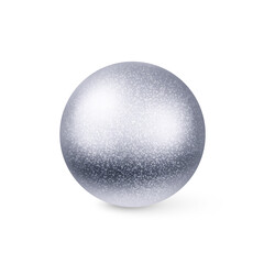 A silver sphere on a white background with bright highlights. Home decoration
