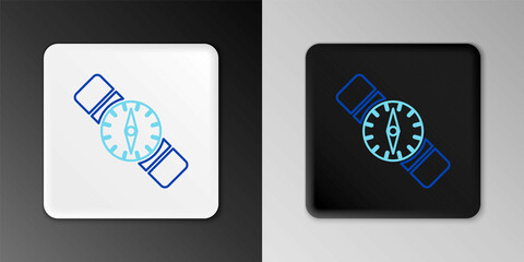 Line Compass icon isolated on grey background. Windrose navigation symbol. Wind rose sign. Colorful outline concept. Vector
