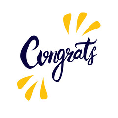 Congratulatory lettering. Congratulations on a white frn. Vector image of congratulations.Congratulations on your birthday card, greeting card, invitation, poster and print. Modern brush calligraphy.