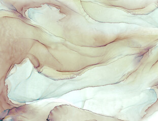 Photo wallpapers, murals, interior decor. Abstraction in the style of fluid art. Alcohol ink of monochrome beige color.