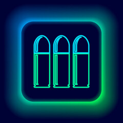 Glowing neon line Bullet icon isolated on black background. Colorful outline concept. Vector