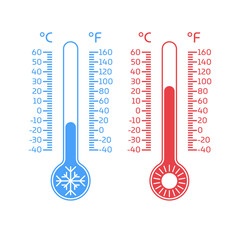 Hot and cold thermometer vector isolared