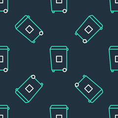 Line Trash can icon isolated seamless pattern on black background. Garbage bin sign. Recycle basket icon. Office trash icon. Vector