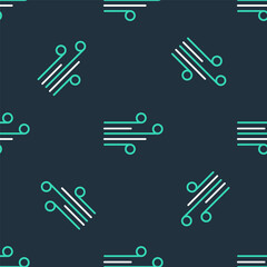 Line Wind icon isolated seamless pattern on black background. Windy weather. Vector