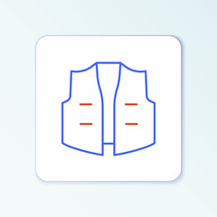 Line Fishing jacket icon isolated on white background. Fishing vest. Colorful outline concept. Vector