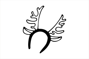 Antlers headband doodle isolated Christmas illustration