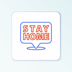 Line Stay home icon isolated on white background. Corona virus 2019-nCoV. Colorful outline concept. Vector