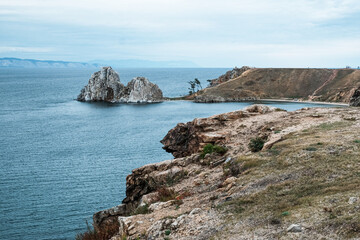 Fototapeta na wymiar Shaman rock, Olkhon Island on Lake Baikal, Russia