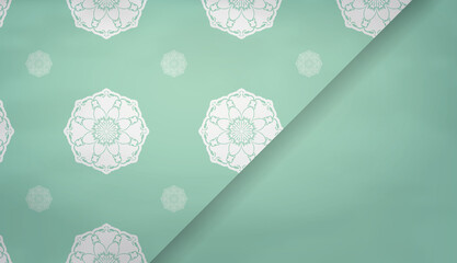 Mint background with indian white ornaments for design under your logo