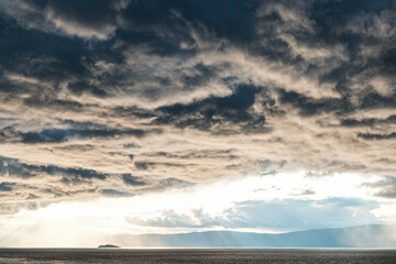 Dark clouds over Baikal lake, Khuzil, Olkhon island