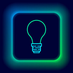 Glowing neon line Light bulb with concept of idea icon isolated on black background. Energy and idea symbol. Inspiration concept. Colorful outline concept. Vector