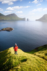 Fototapeta na wymiar Drangarnir and Tindholmur is one of the top sights in Faroe Islands