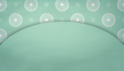 Mint color background with vintage white ornament for logo or text design