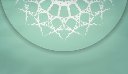 Mint color banner with luxurious white pattern and space for your logo