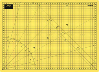 Vector Cutting Mat Detail Design Medium Format A3 Metric 43x31cm Yellow - obrazy, fototapety, plakaty