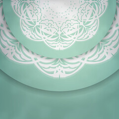 Mint color brochure with abstract white pattern for your design.