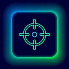 Glowing neon line Target sport icon isolated on black background. Clean target with numbers for shooting range or shooting. Colorful outline concept. Vector