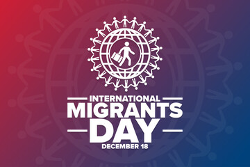 International Migrants Day. December 18. Holiday concept. Template for background, banner, card, poster with text inscription. Vector EPS10 illustration.
