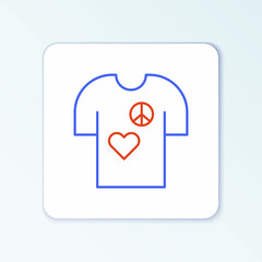 Line Peace symbol t-shirt print stamp icon isolated on white background. Colorful outline concept. Vector