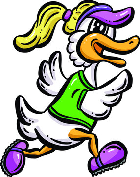 Cartoon Running Exercise Female Duck Illustration