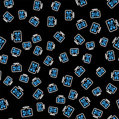 Line Location South Korea icon isolated seamless pattern on black background. Vector