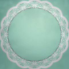 Mint color flyer with Indian white ornament for your brand.