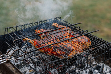 grilled chicken outdoor cooking charcoal grill nature