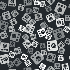Grey Online poker table game icon isolated seamless pattern on black background. Online casino. Vector