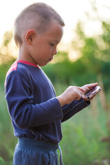 Child using a mobile phone