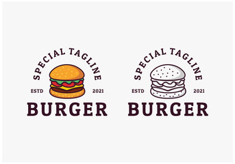 bundle burger restaurant logo premium vector